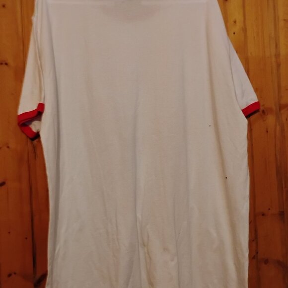 Men's White XXL Happy Canada D'Eh! Vintage Black Market Ringer T-Shirt - Picture 4 of 4